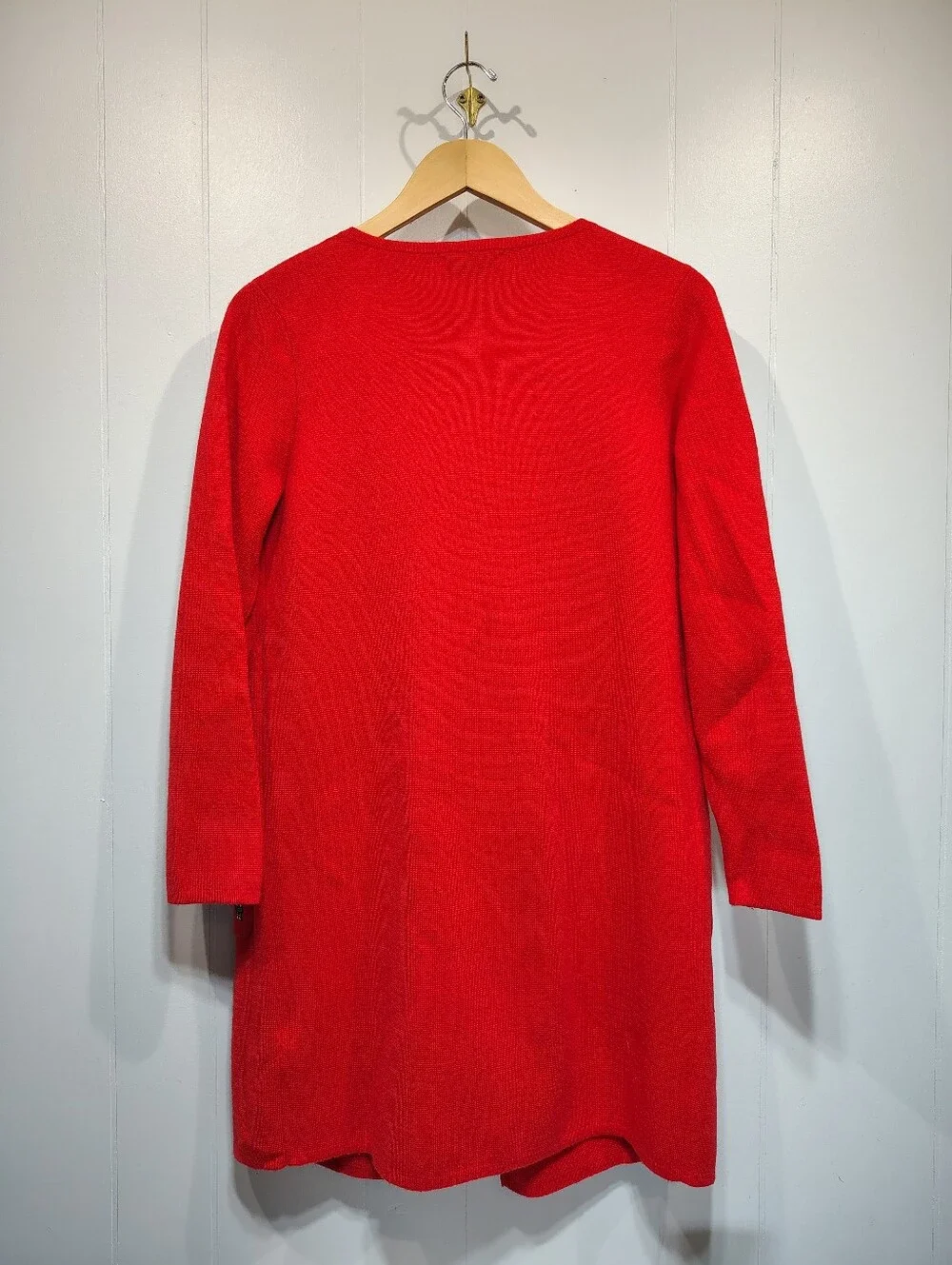 J.Crew Juliette Collarless Sweater Blazer XS Red Open Front Coatigan Gnome